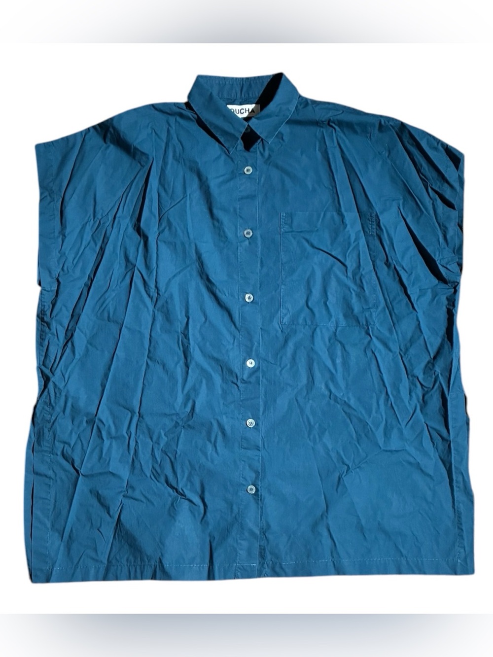Roucha Taka Poplin Short Sleeve Button
Down Top Blue
